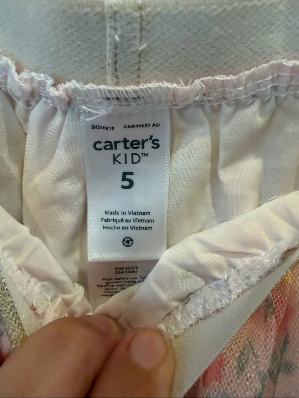 Carter’s Girls Pink Floral Tulle Skirt with Gold Waistband